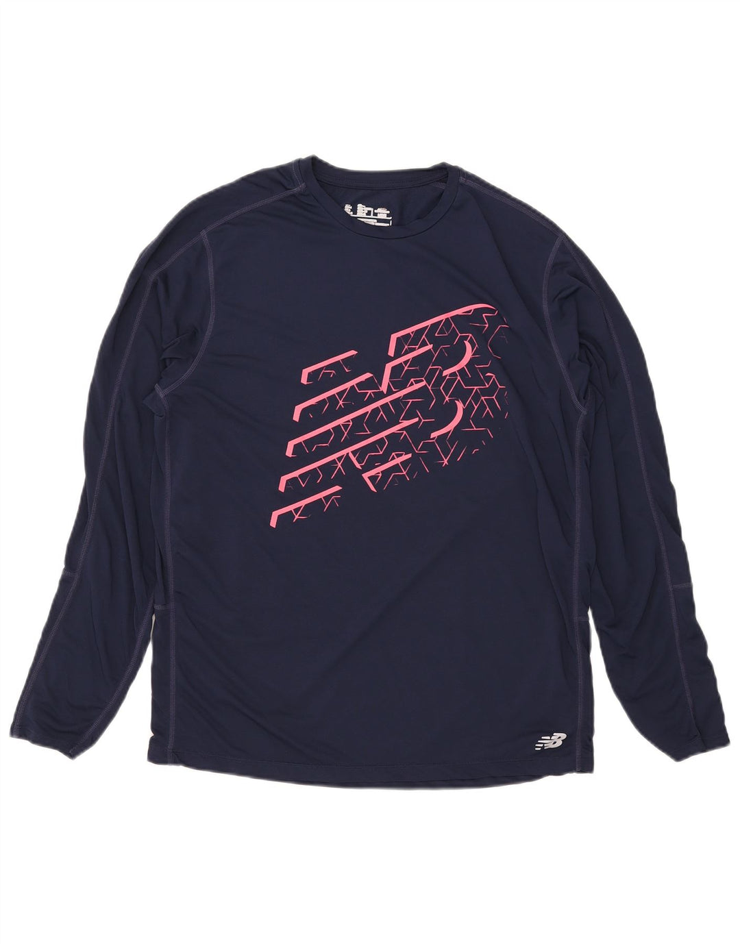 New Balance Hombre Gráfico Top Manga Larga Grande Poliéster Azul Marino