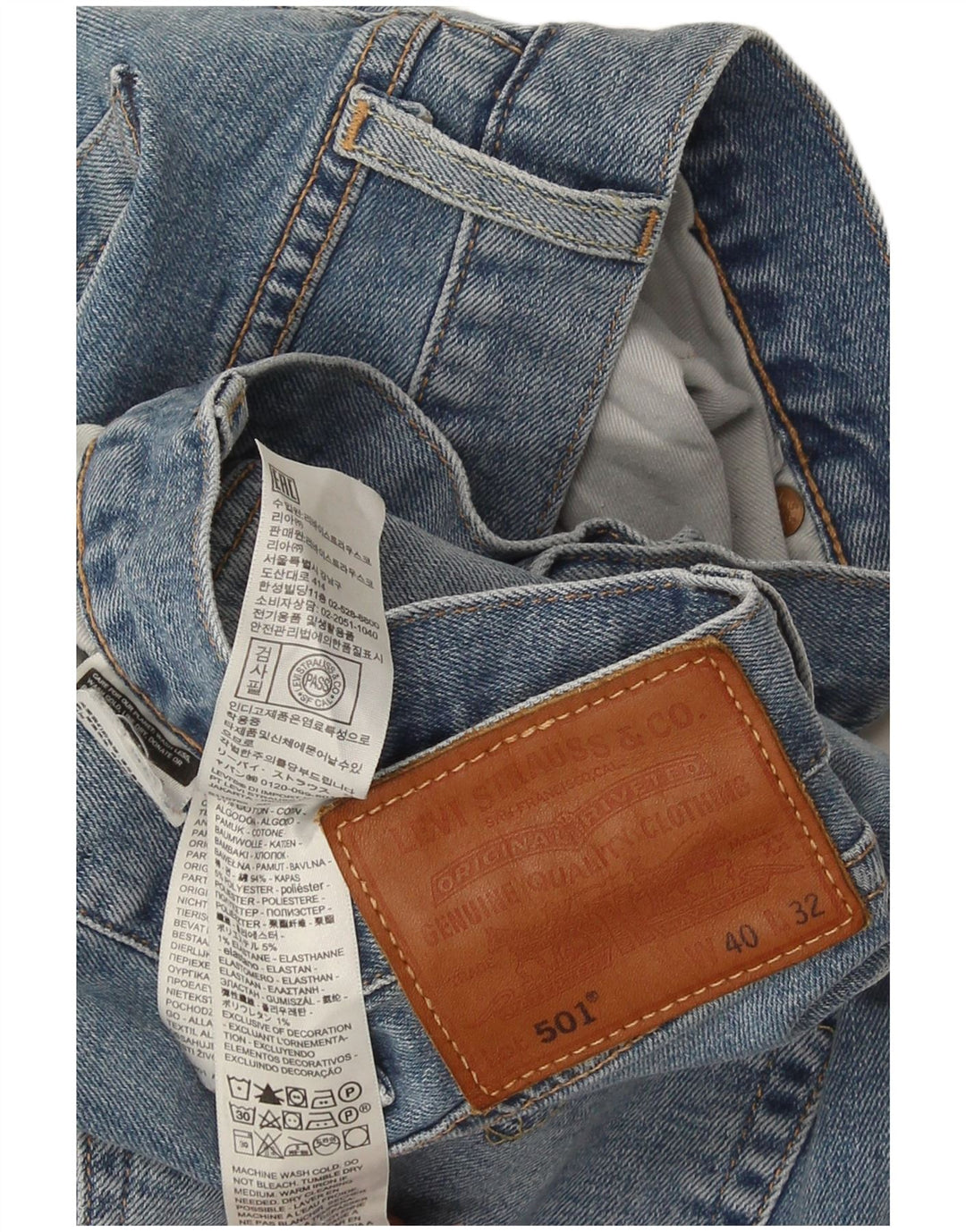 Levi's Hombre 501 Vaqueros Rectos W40 L32 Algodón Azul