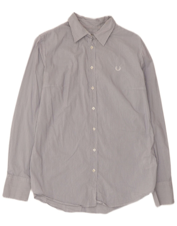 FRED PERRY Camisa de mujer UK 18 XL Algodón a rayas azules