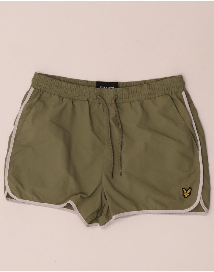 Lyle & Scott Bañador para hombre, talla grande, nailon caqui