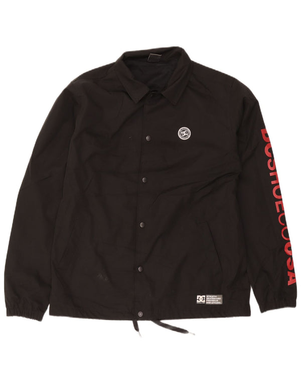 DC - Chaqueta impermeable gráfica para hombre, talla 38, poliéster negro mediano