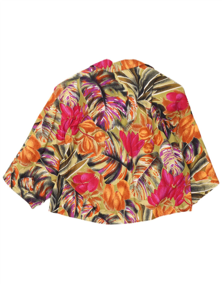Vintage mujer 1 botón Blazer chaqueta Reino Unido 14 medio multicolor floral