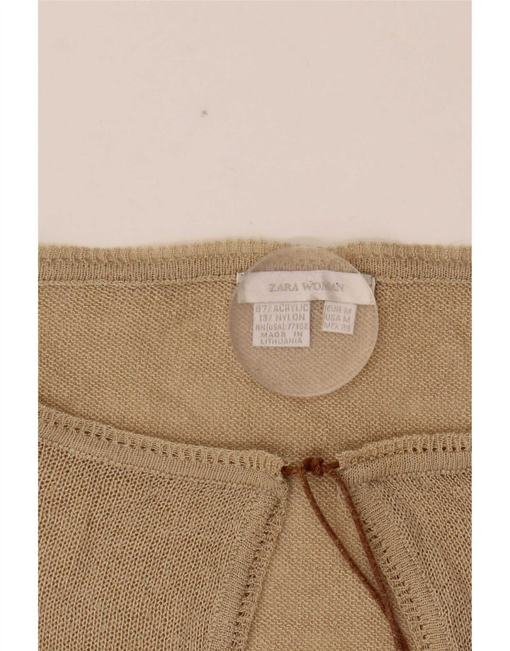 Zara Mujer Top Manga Larga ES 44 Acrílico Beige Medio