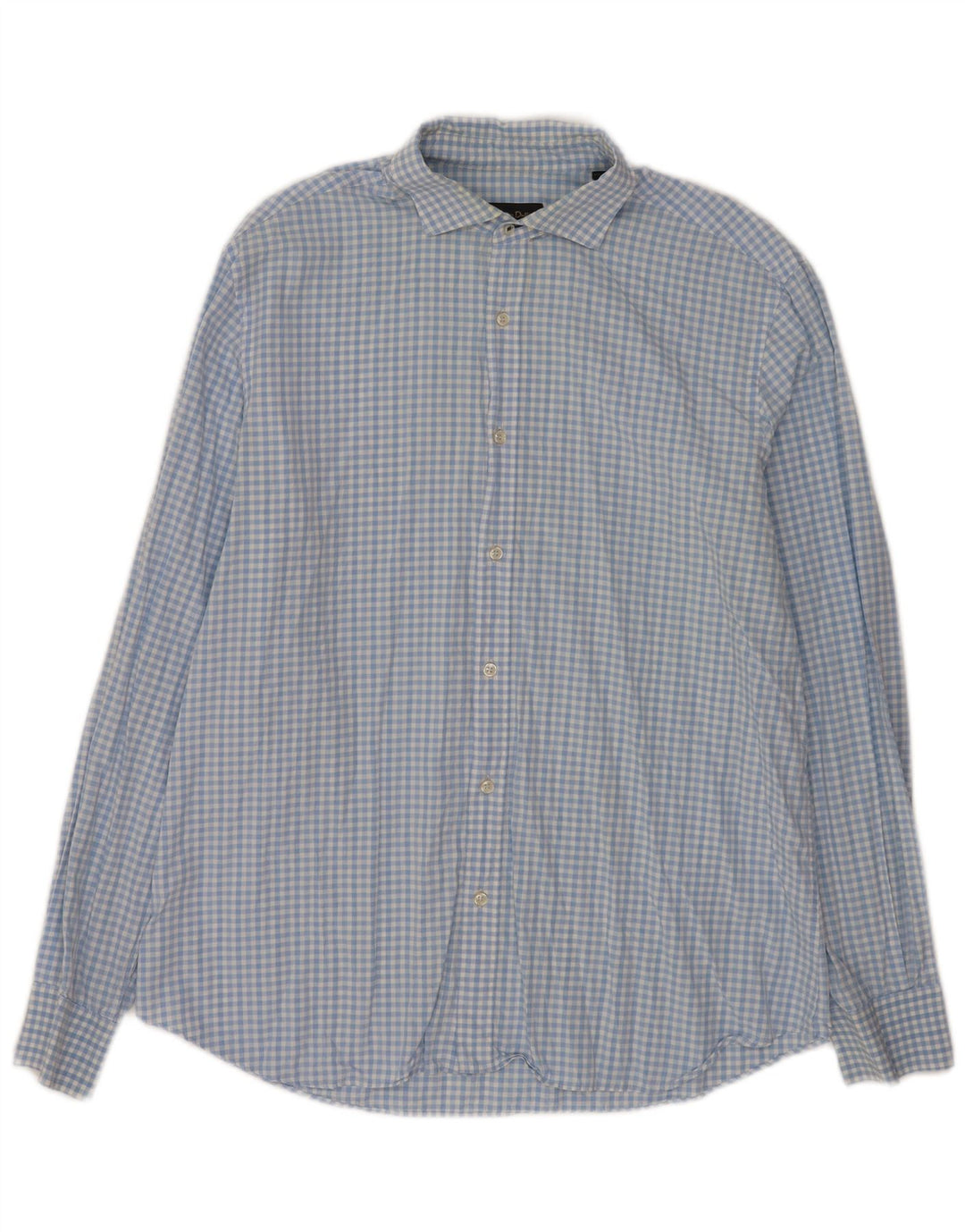 Massimo Dutti Camisa Casual Fit Hombre XL Algodón Vichy Azul