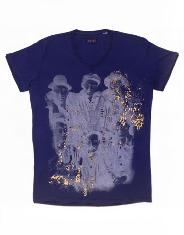 Diesel Hombre Camiseta Gráfica Top Grande Azul