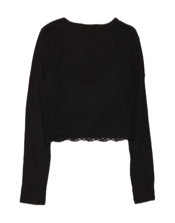 Topshop Top corto para mujer de manga larga UK 10 Small Black