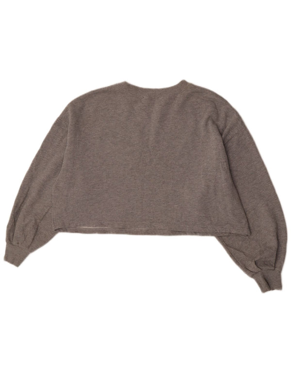 Zara Mujer Brooklyn Graphic Sudadera De Gran Tamaño Jersey UK 10 Small Gris