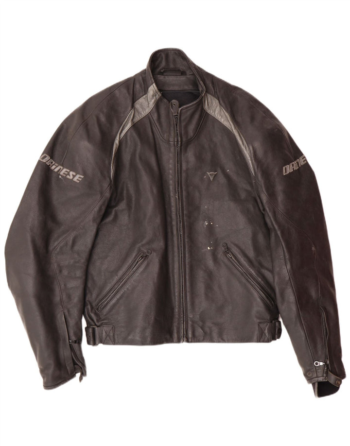 DAINESE Chaqueta Graphic Racer para hombre Talla 54 Grande Cuero color block negro