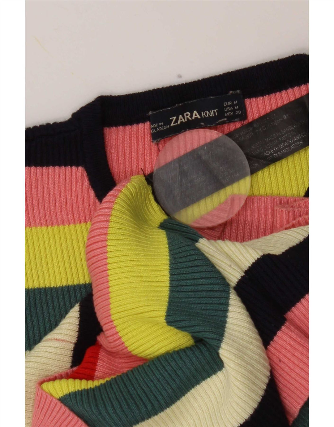 Zara Camiseta Mujer Top UK 40 Medium Viscosa Rayas Multicolor