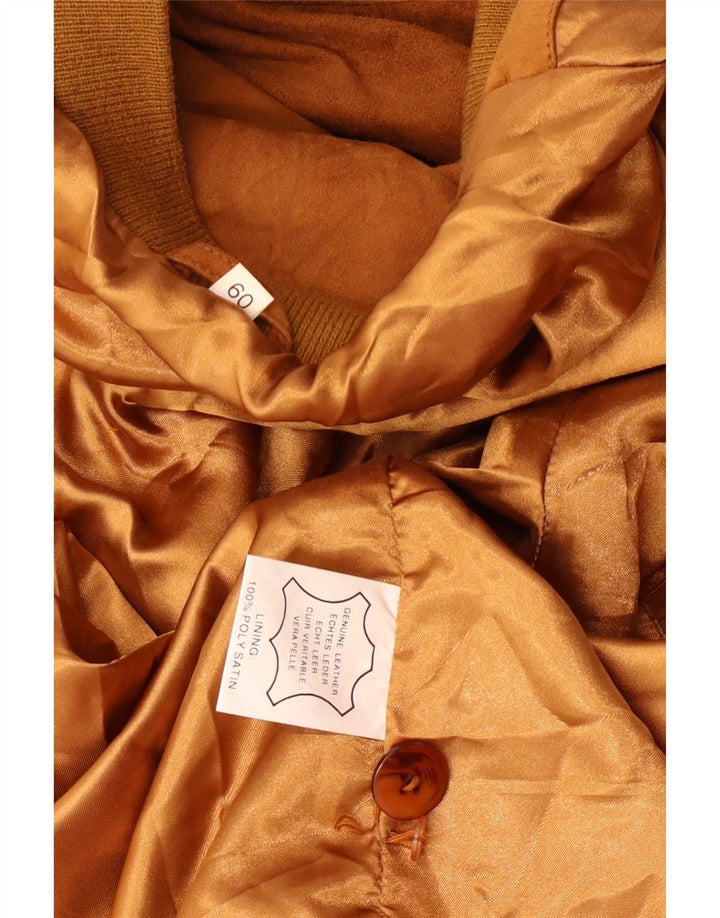 Vintage hombres ante bomber chaqueta IT 60 3XL cuero marrón