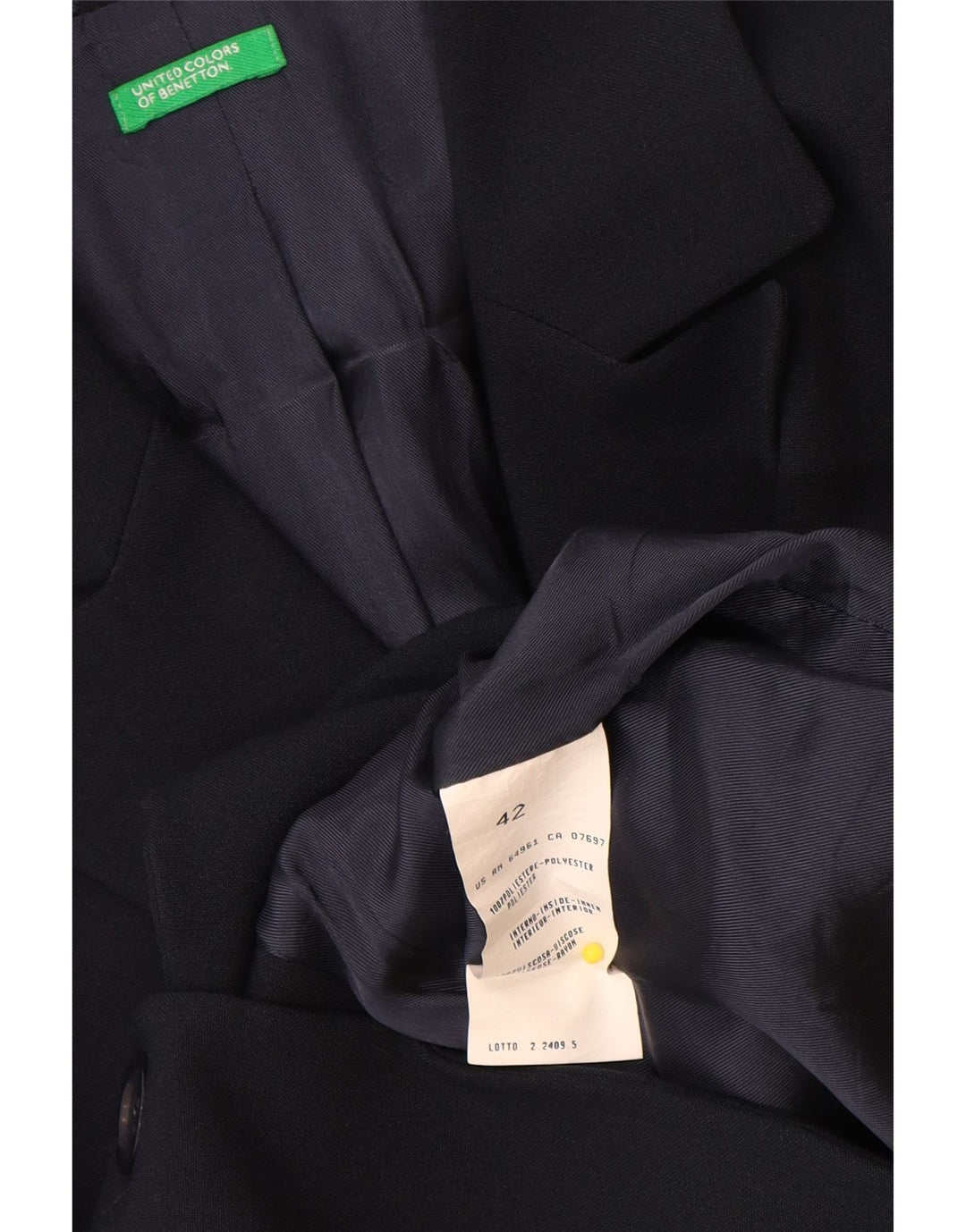 Benetton Blazer De 3 Botones IT 42 Medium Azul Marino Poliéster
