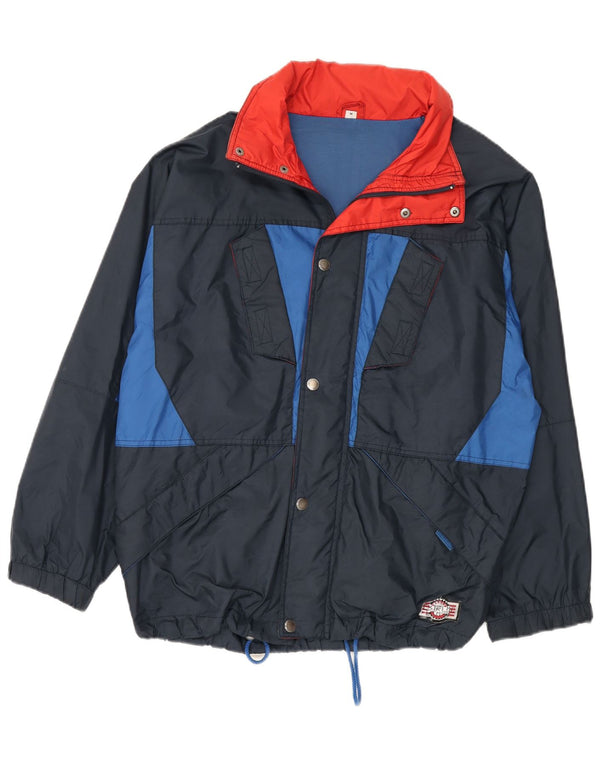 Brugi Chaqueta cortavientos con capucha para hombre UK 38 Medium Azul marino Colorblock