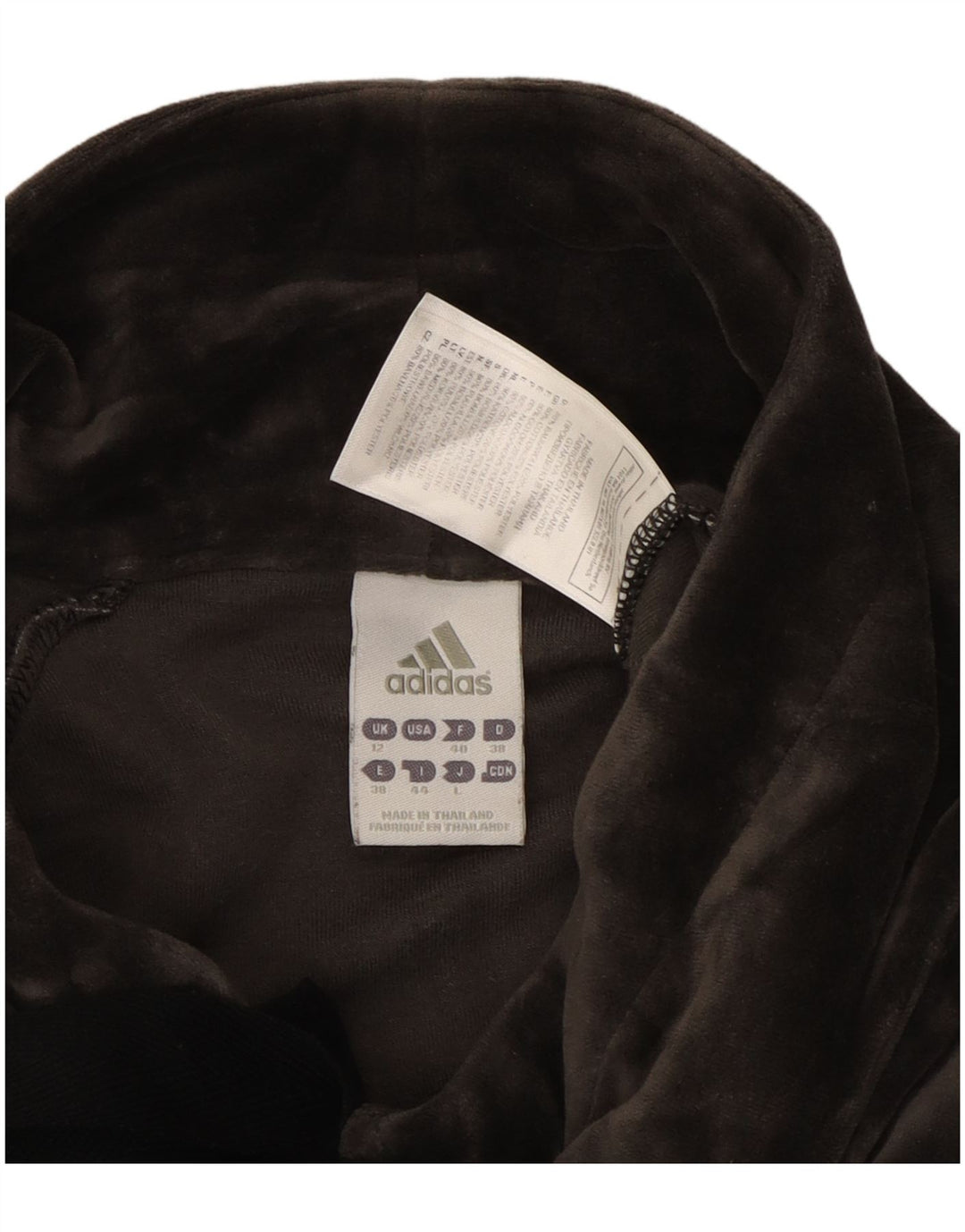 ADIDAS Chaqueta superior de chándal de terciopelo para mujer Reino Unido 12 Algodón gris medio