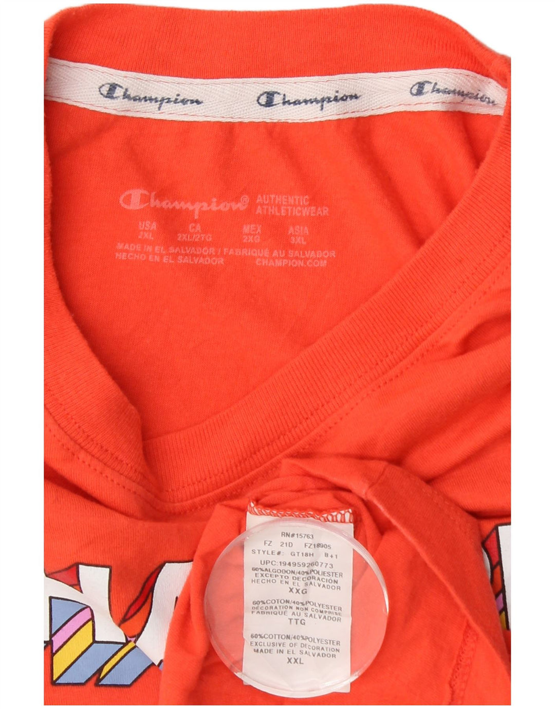 CHAMPION Camiseta gráfica para mujer Top UK 20 2XL Algodón naranja