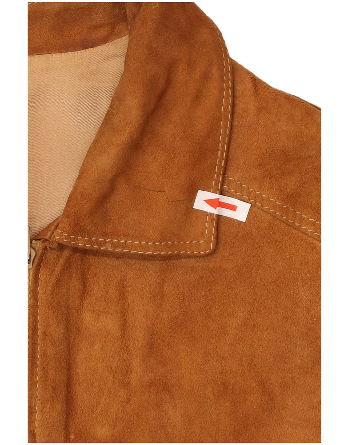 Vintage hombres ante bomber chaqueta IT 48 marrón medio