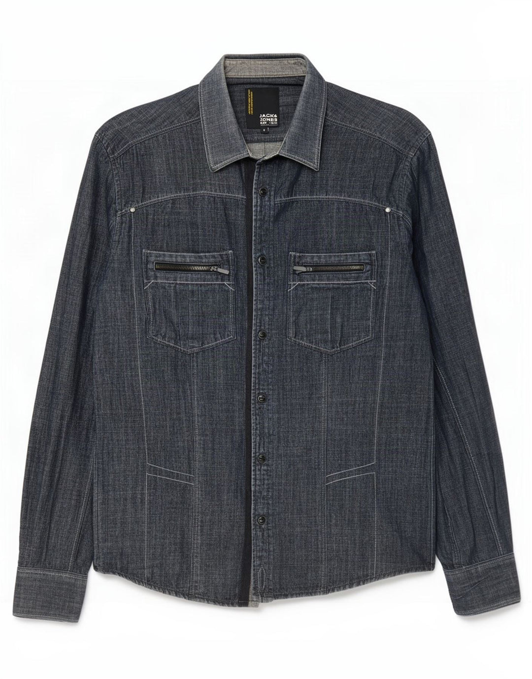 Jack & Jones Hombre Camisa Vaquera Pequeña Azul Marino Algodón