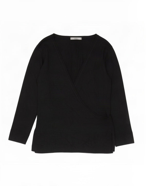 Marks & Spencer Suéter tipo cárdigan cruzado con manga 3/4 para mujer UK 40 Small Negro