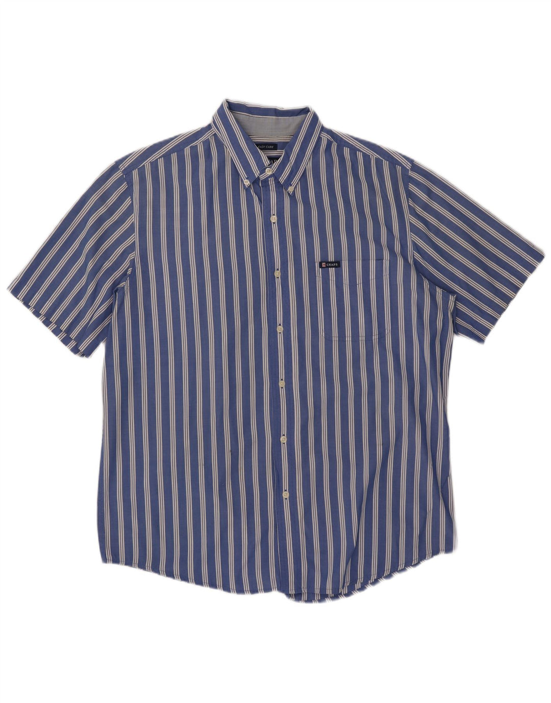 Chaps Camisa de manga corta para hombre grande azul a rayas