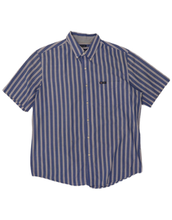 Chaps Camisa de manga corta para hombre grande azul a rayas