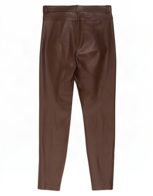 Zara Mujer Pantalón Slim De Piel Sintética Grande W30 L29 Marrón Polietileno