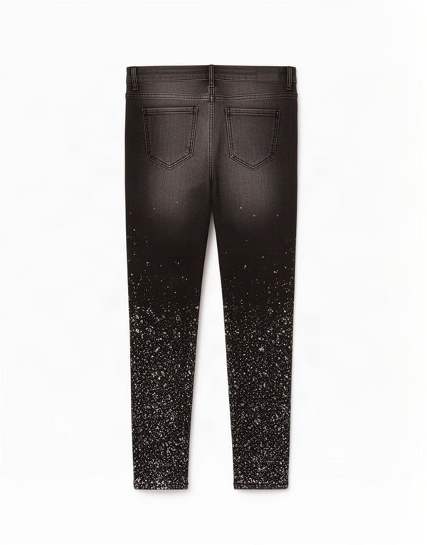 Zara Mujer Crop Slim Jeans EU 38 Small W28 L25 Negro Manchado