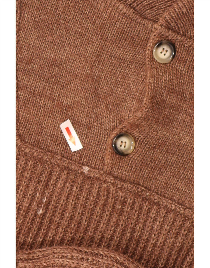 Ivy Oxford Hombre Botón Cuello Jersey Suéter Grande Lana Marrón