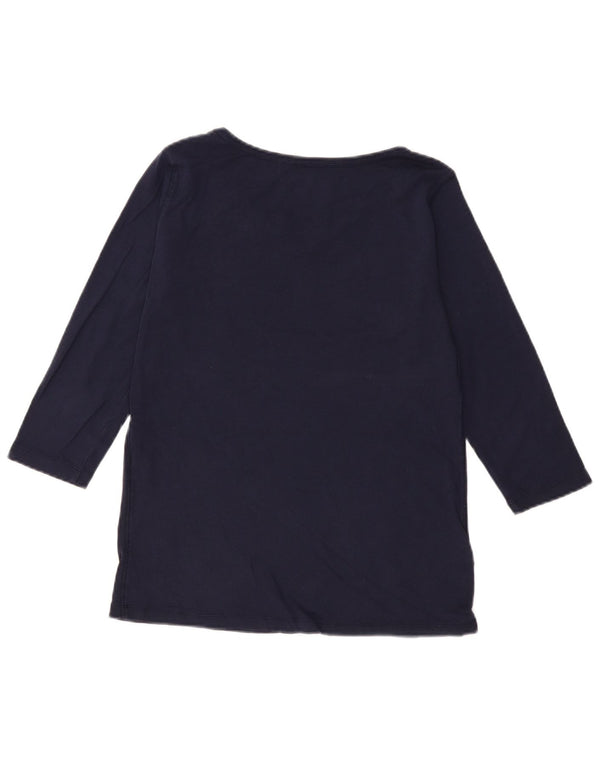 EDDIE BAUER Top para mujer manga 3/4 UK 46 Grande Algodón azul marino