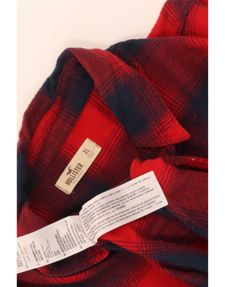 Camisa Hollister Hombre Franela XL Algodón Cuadros Rojos