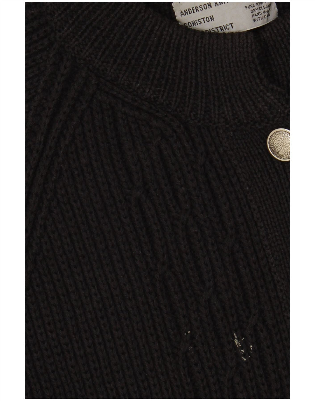 VINTAGE Mujer Cardigan Suéter Reino Unido 16 Grande Negro Nueva Lana