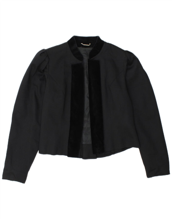 Vintage mujer abierta chaqueta blazer IT 38 XS negro nueva lana