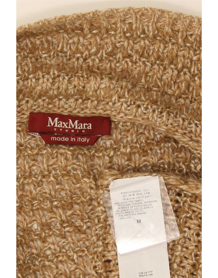 Max Mara - Cárdigan abierto para mujer, talla 40, lana marrón medio