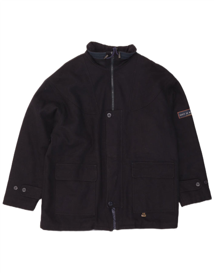 Alexander's Abrigo cortavientos holgado para hombre UK 38 Lana azul marino medio