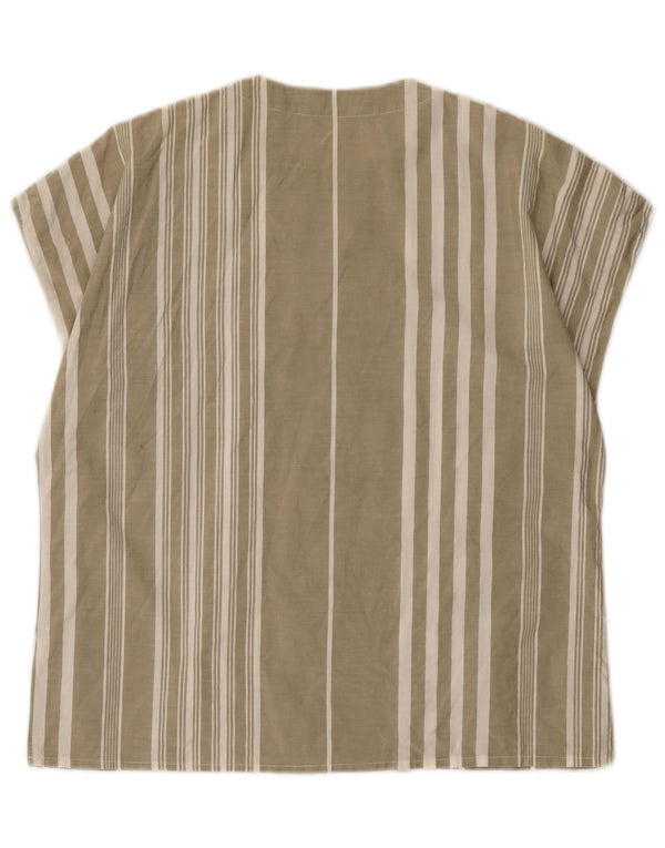 Blusa vintage para mujer Top EU 40 Algodón a rayas caqui medio