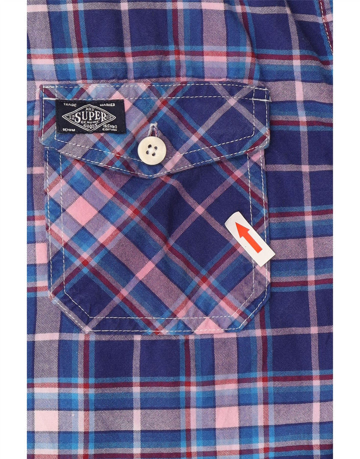 Superdry Camisa De Manga Corta De Algodón A Cuadros Azul Grande Para Hombre