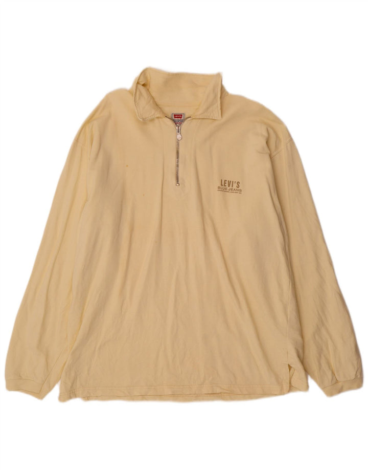 Levi's Hombre Polo Neck Sudadera Jumper Grande Algodón Beige