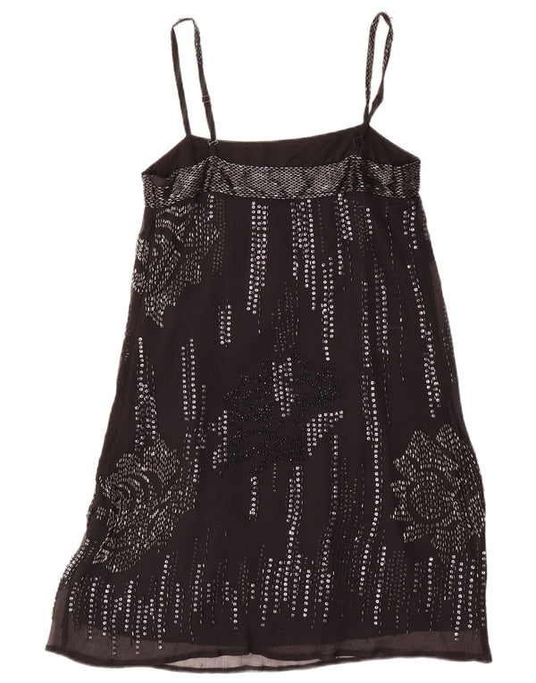 Vestido lencero de noche para mujer de Warehouse UK 40 Small Seda floral negra