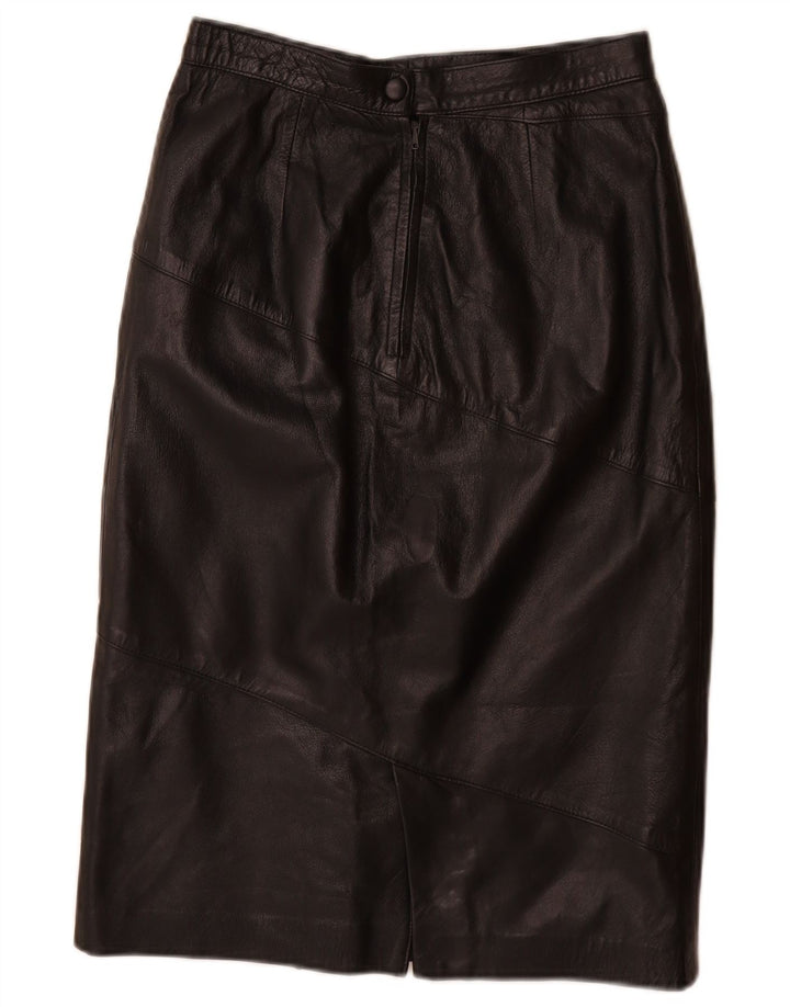 Falda de cuero vintage para mujer W26 Pequeño Negro