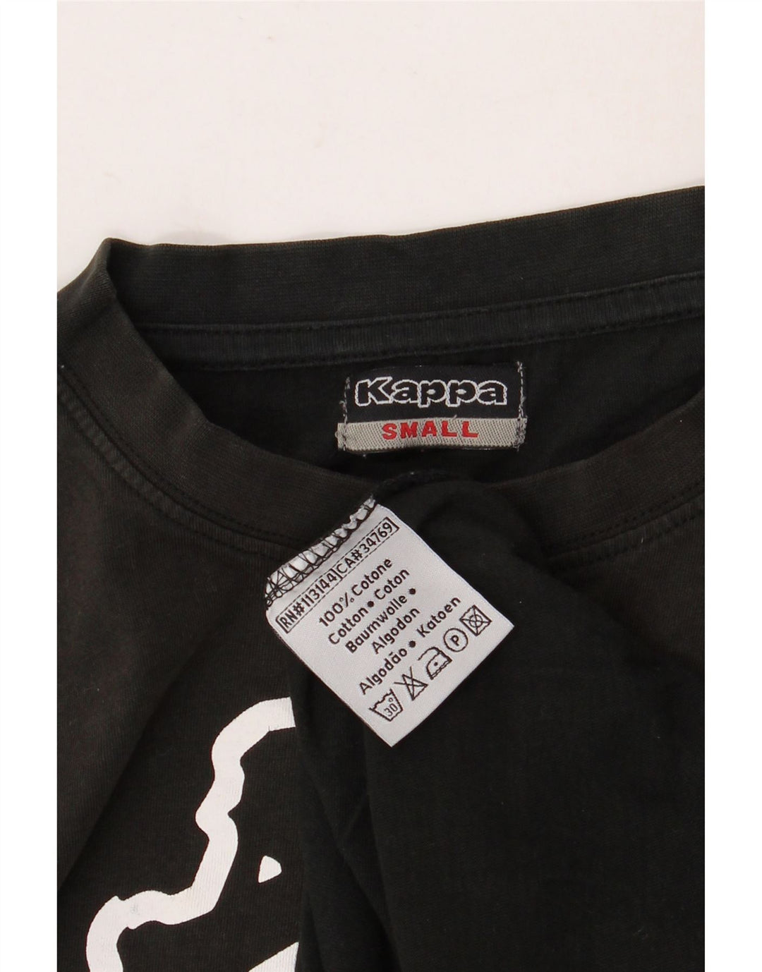KAPPA Camiseta gráfica para hombre Top Small Black Cotton