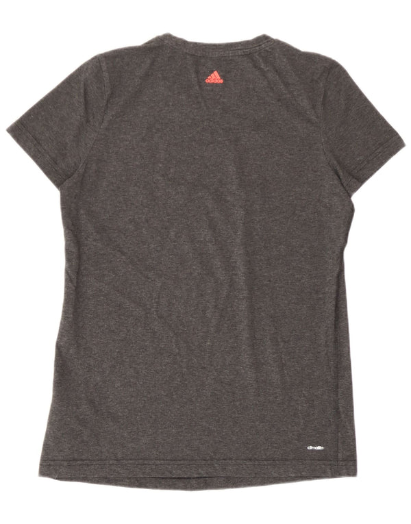 Adidas Mujer Climalite Graphic Camiseta Top UK 16/18 Grande Gris Algodón