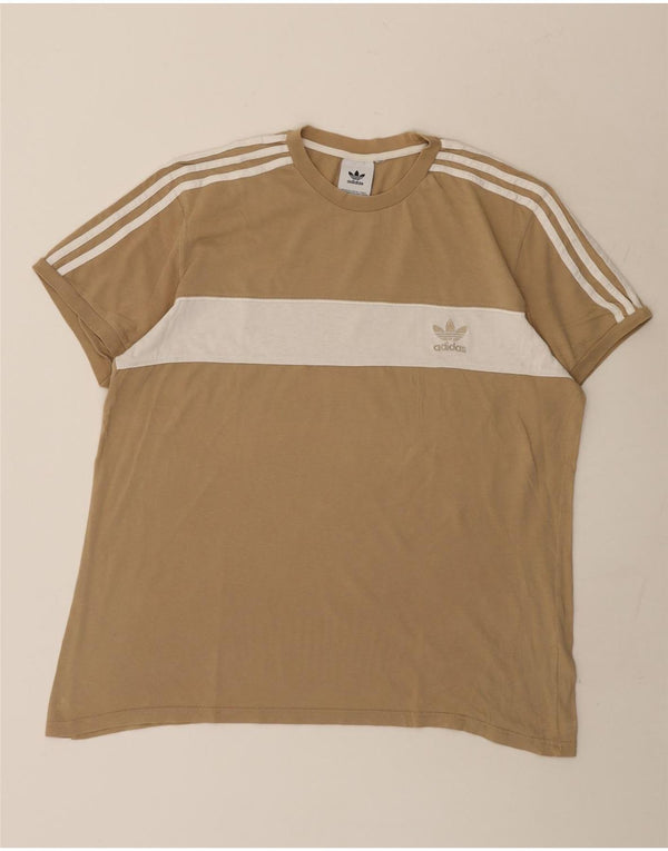 Adidas Hombre Camiseta Gráfica Top Grande Beige Colorblock