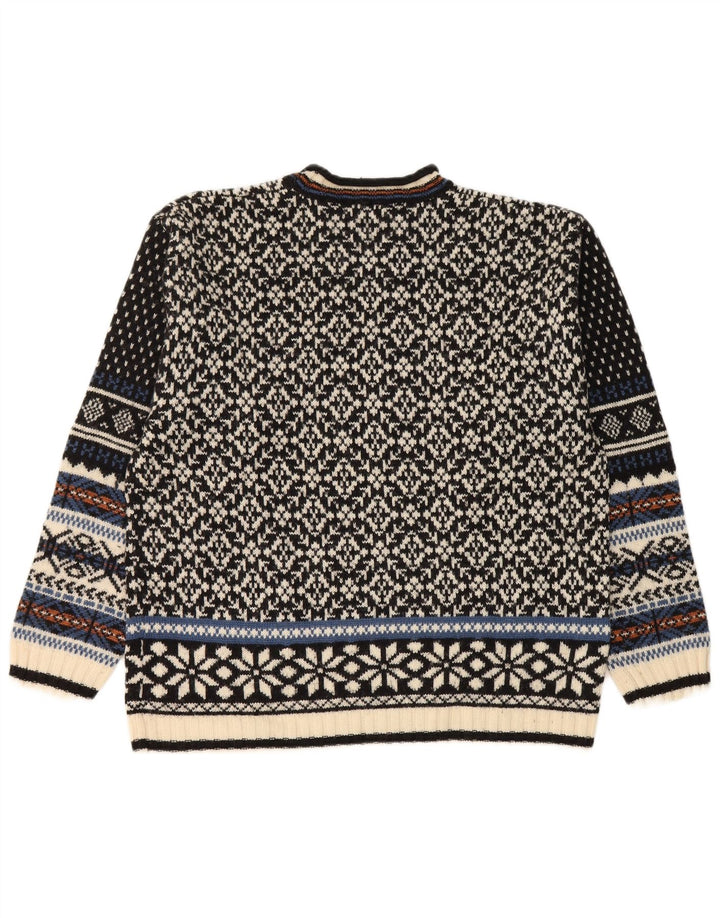 Lerros Jersey De Cuello Redondo Para Hombre Suéter De Lana Fair Isle Negra Mediana