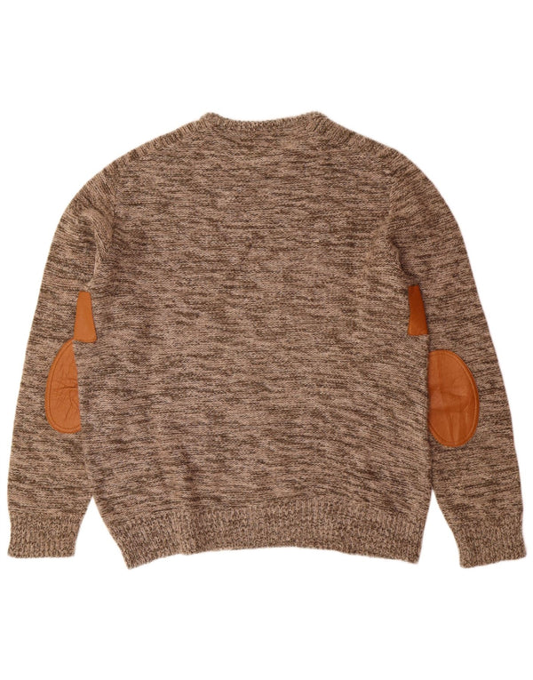 Vintage Mens Crew Neck Jumper Sweater IT 48 Medium Brown Flecked Acrylic