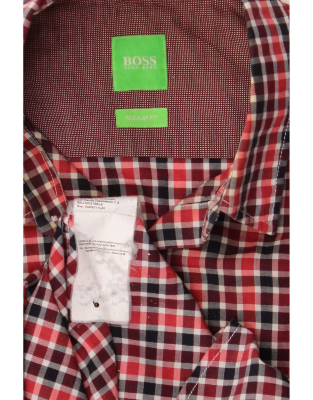 Camisas HUGO BOSS Hombre | Camisa de corte regular de algodón a cuadros rojo medio