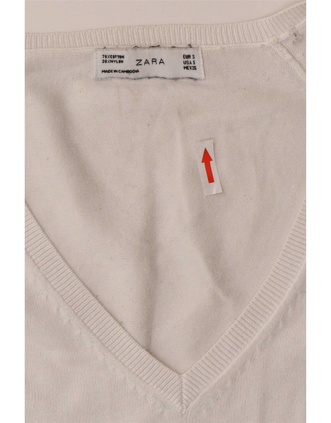 Zara - Jersey con cuello en V para mujer, talla 10, color blanco