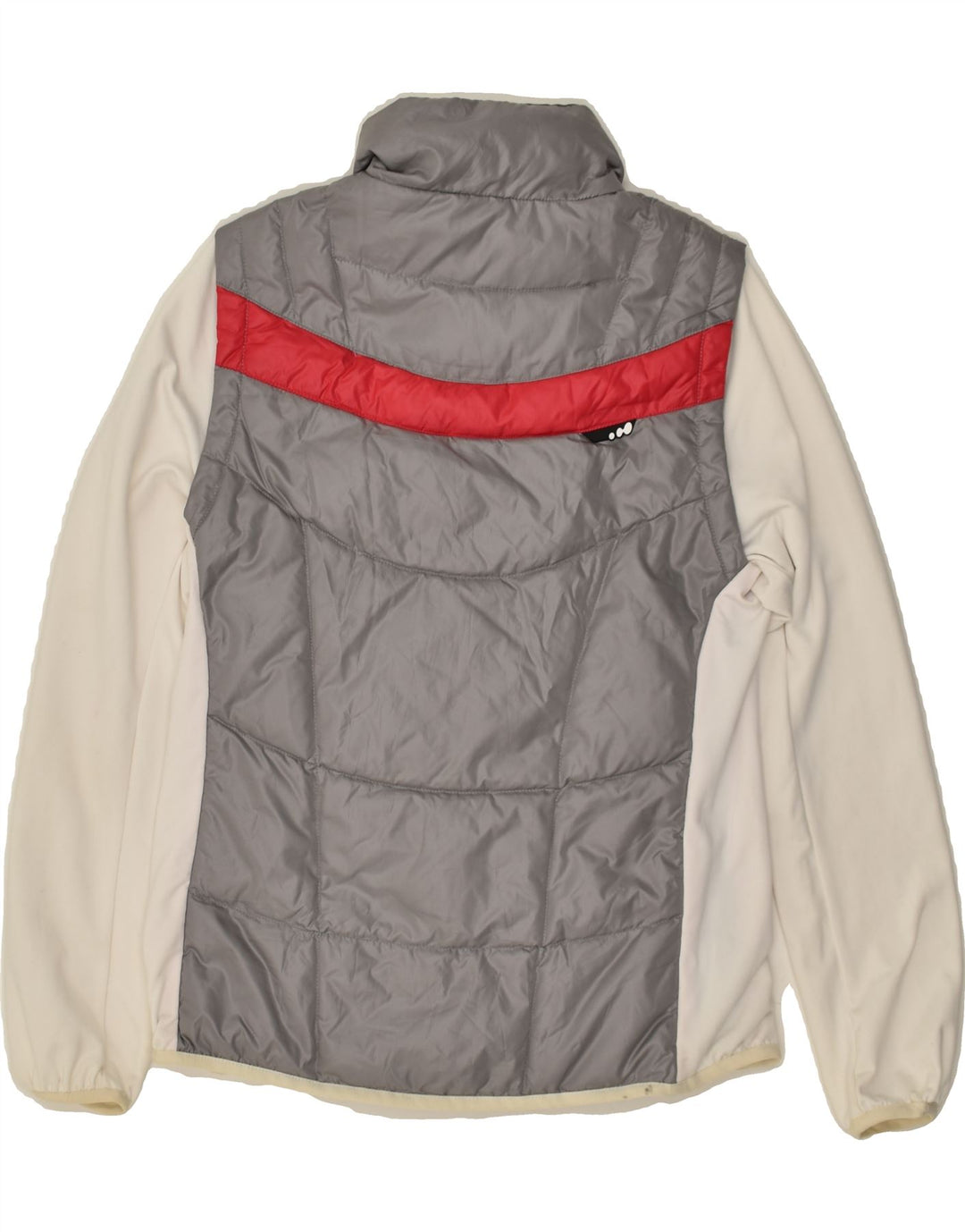 VINTAGE Chaqueta acolchada para mujer Reino Unido 6 XS Gris Colorblock Poliéster