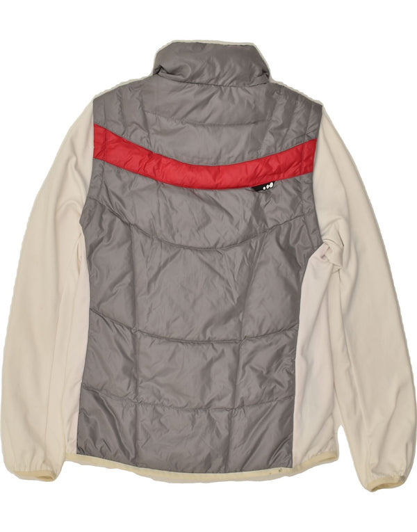 VINTAGE Chaqueta acolchada para mujer Reino Unido 6 XS Gris Colorblock Poliéster