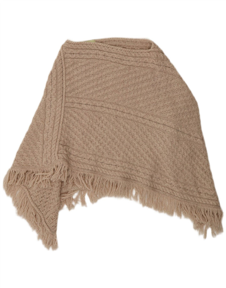 Aran Poncho Jumper para Mujer Talla única Beige