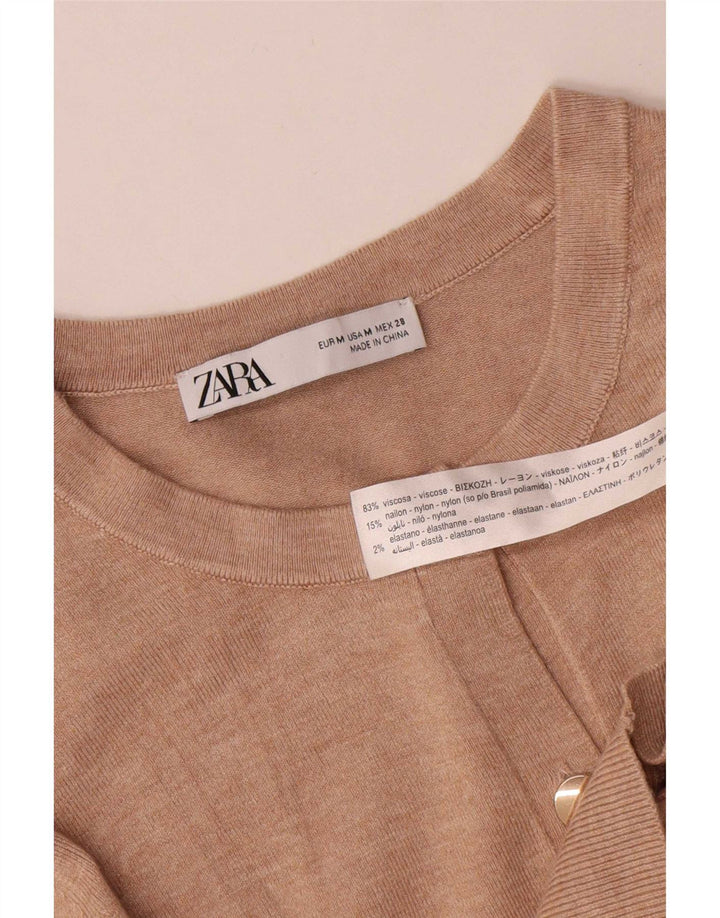 Zara Mujer Cárdigan Suéter UK 42 Viscosa Beige Medio