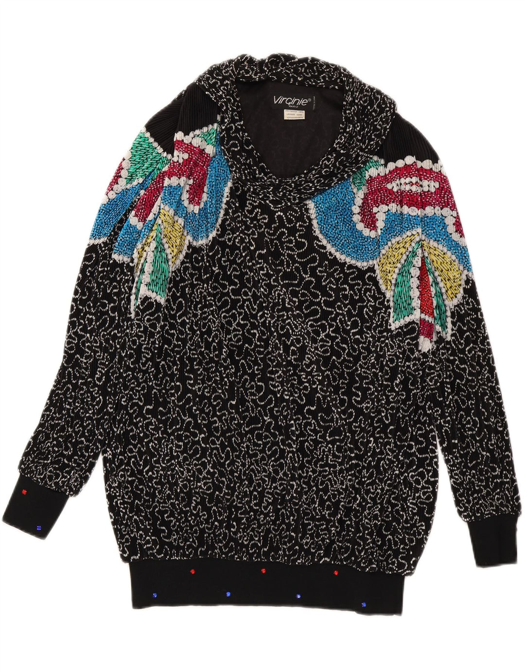 VIRGINIE Jersey extragrande con cuello en V para mujer UK 18 XL Negro