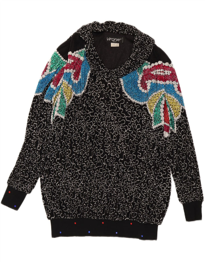 VIRGINIE Jersey extragrande con cuello en V para mujer UK 18 XL Negro